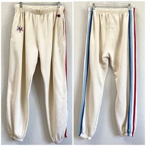 Aviator Nation Rare Collab All Star NBA Sweatpants 5 Stripe Red White Blue XL